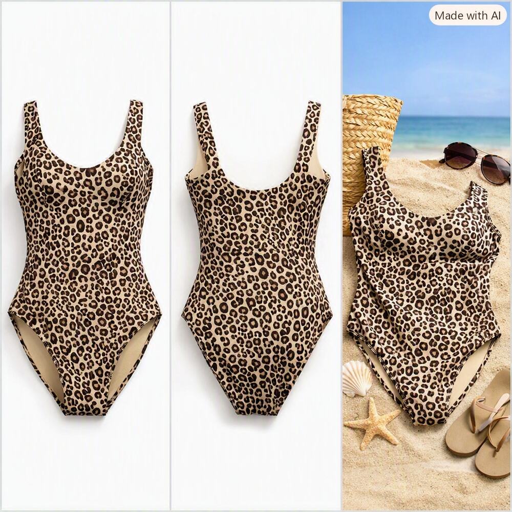 Skims Leopard Print One‑Piece Swimsuit Womans M Beachwear Resortwear bathingsuit